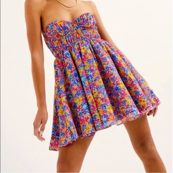 For Love And Lemons Dresses & Skirts - For love and lemons Sasha strapless mini dress size m floral nwt